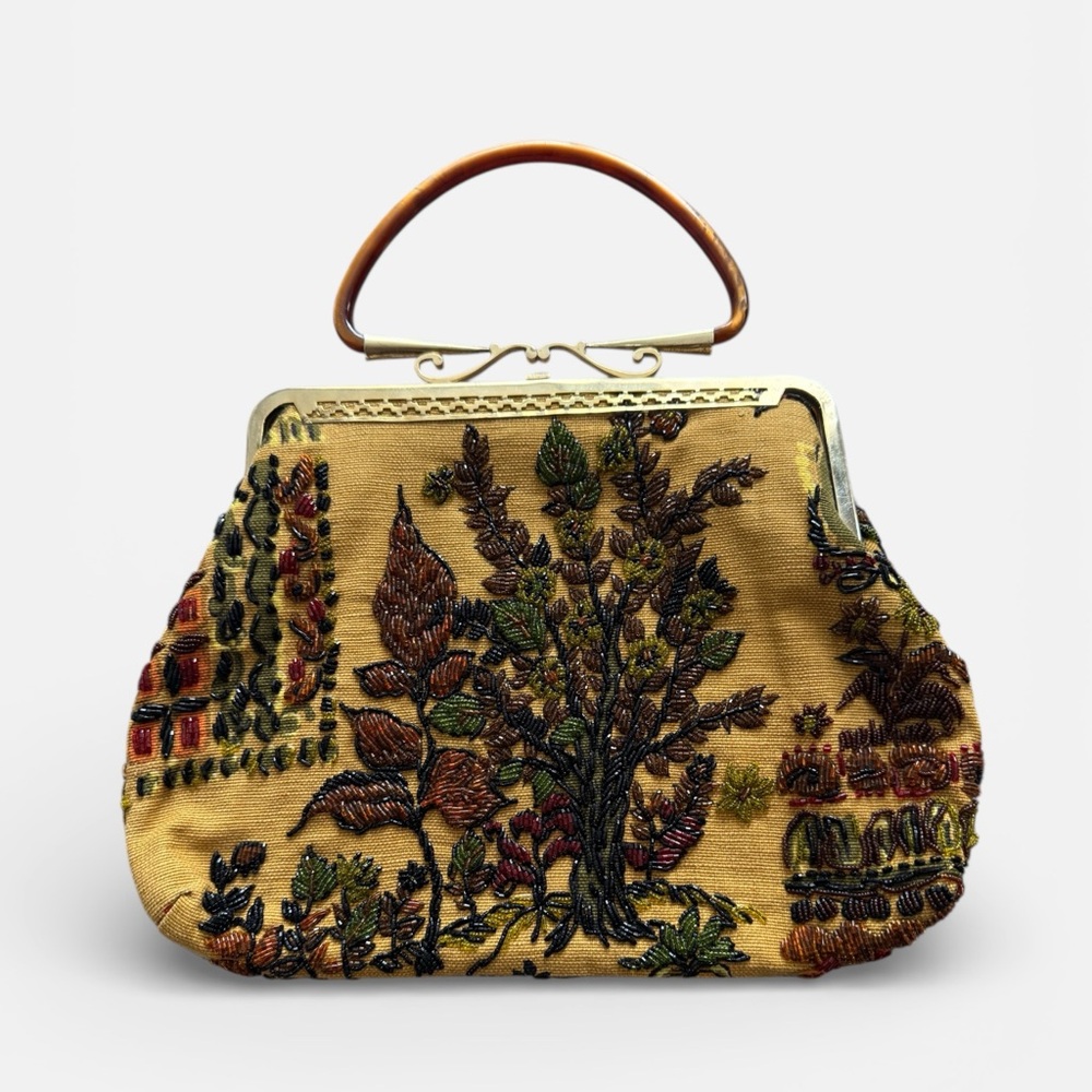 1960S FABRIC BEADED HANDLE BAG